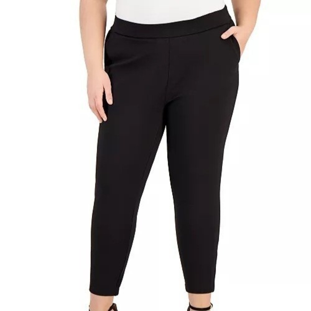 Calvin Klein High Rise Pull On‎ Dress Pants Elastic Waistband Black Womens 0X